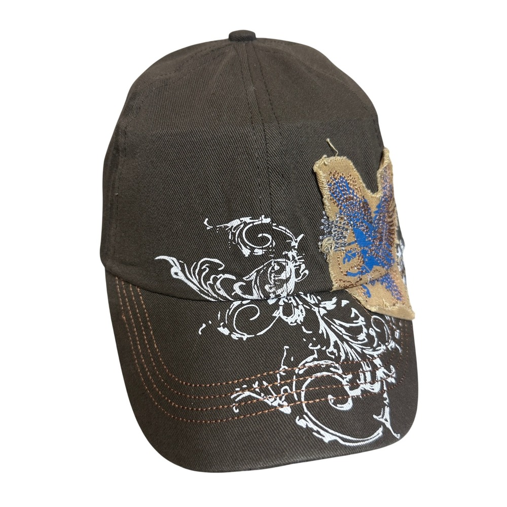 Unbranded Baseball Cap Mens OSFM Brown Eagle Patch Distressed Graphic Adjustable